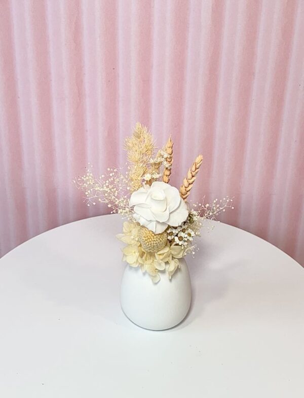 Mother's Day Mini Posy in Vase - Neutrals and Peaches